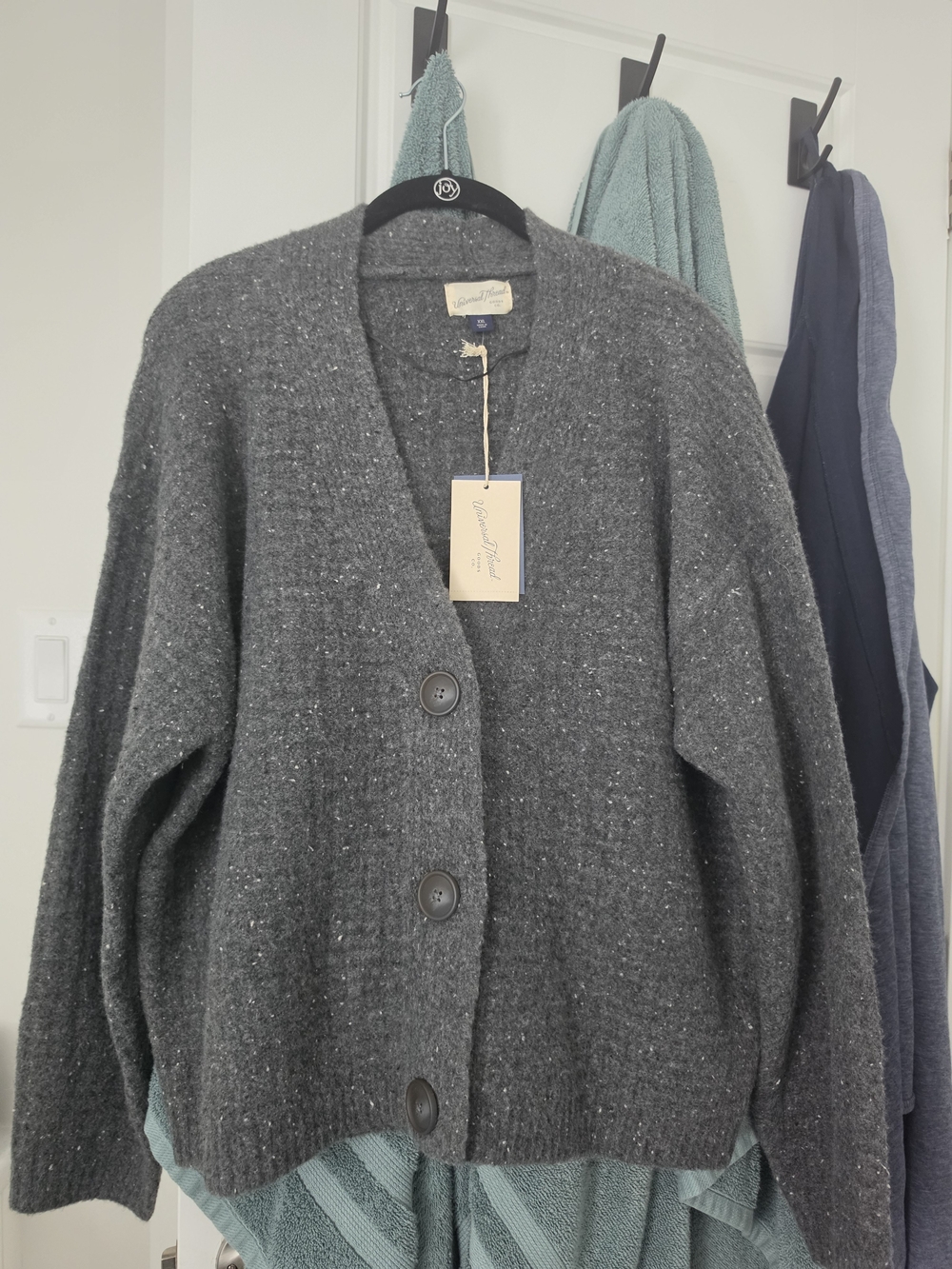 Universal Thread Charcoal Speckled Button-Front Cardigan